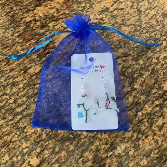 Handmade plastic puzzle earrings - Picture 10 of 10